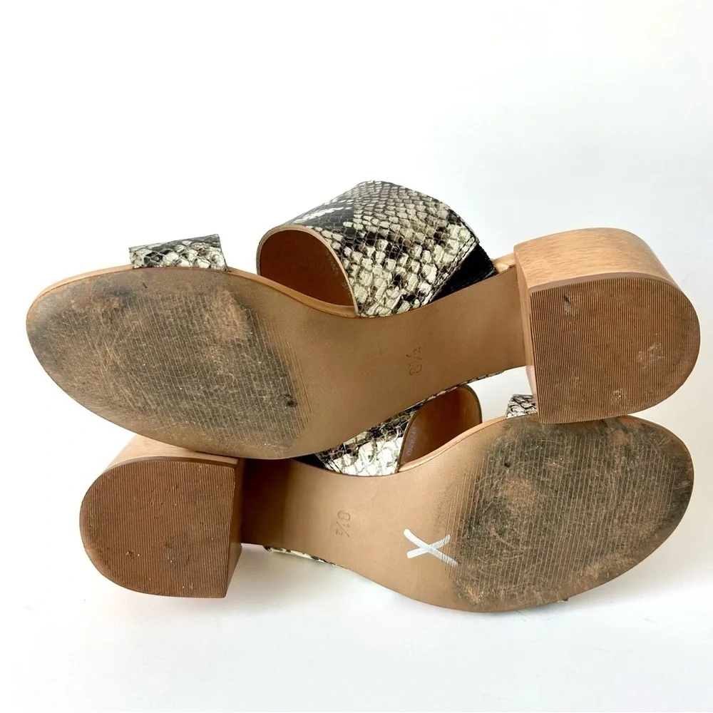 Madewell Kiera Mule Sandal Snake Embossed Leather Block Heel Slide Neutral 8.5